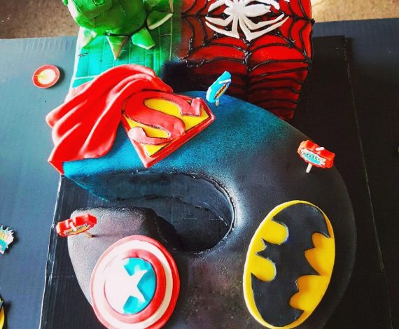 Superhero Theme Number Cake