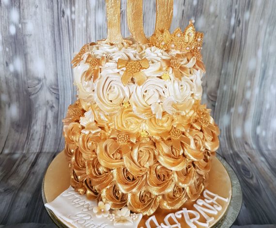 Ombre Gold Rosette Cake