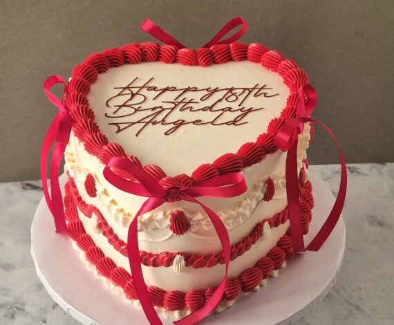 Red Bows Heart Cake