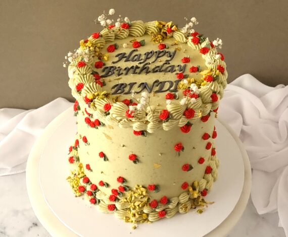 Pistachio floral cake